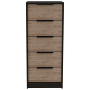 Dresser 42'H, 5 Drawer, Vertical Dresser, Black / Light Oak