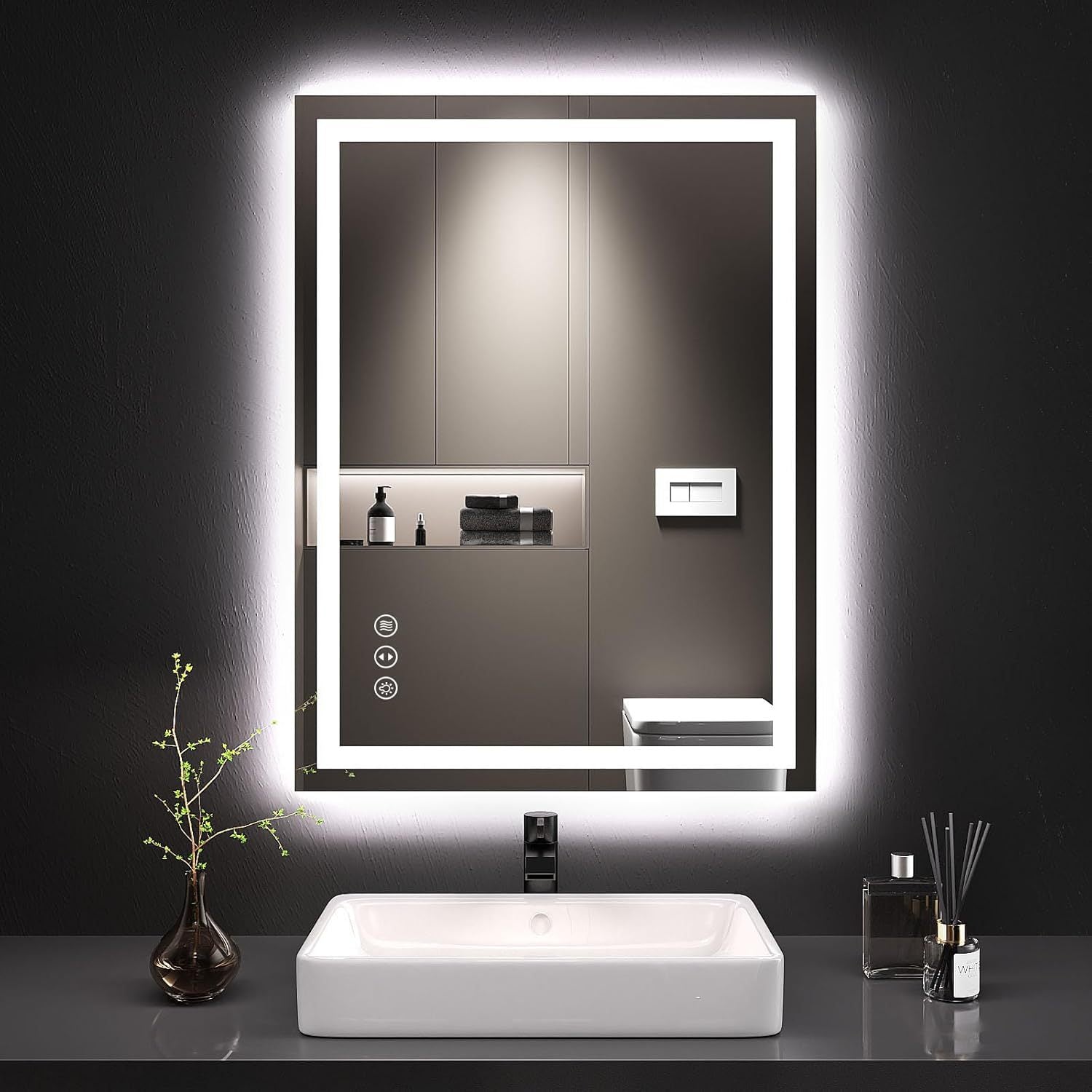 32x24 Inch IP54 Waterproof Bathroom Vanity Mirror - Anti-Fog LED, Front/Backlit, Touch Control, High Lumen LED with CRI 95 Mirror, Infinitely Dimmable, Adjustable 3000K/4500K/6000K Color Temperatures