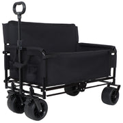 3-in-1 Convertible Folding Wagon Cart with Bench Seat & Storage - 500lbs Heavy-Duty Utility Wagon, 180L Capacity All-Terrain Wheels for Camping, Beach, Sports, Garden, black