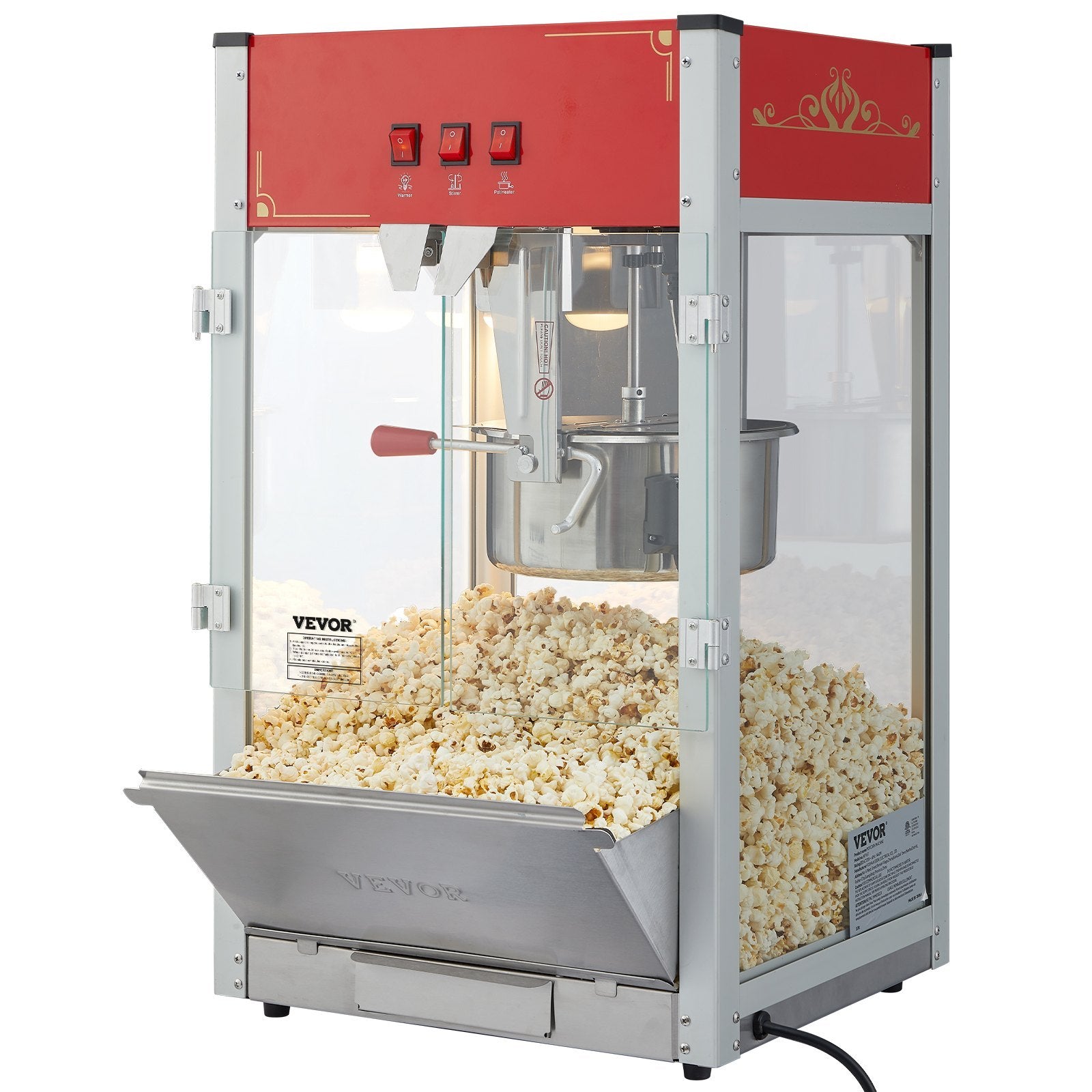 Popcorn Popper Machine 12 Oz Countertop Popcorn Maker 1440W 80 Cups Red