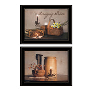 'Amazing Grace Collection' 2-Piece Vignette By Susie Boyer, Ready to Hang Framed Print, Black Frame