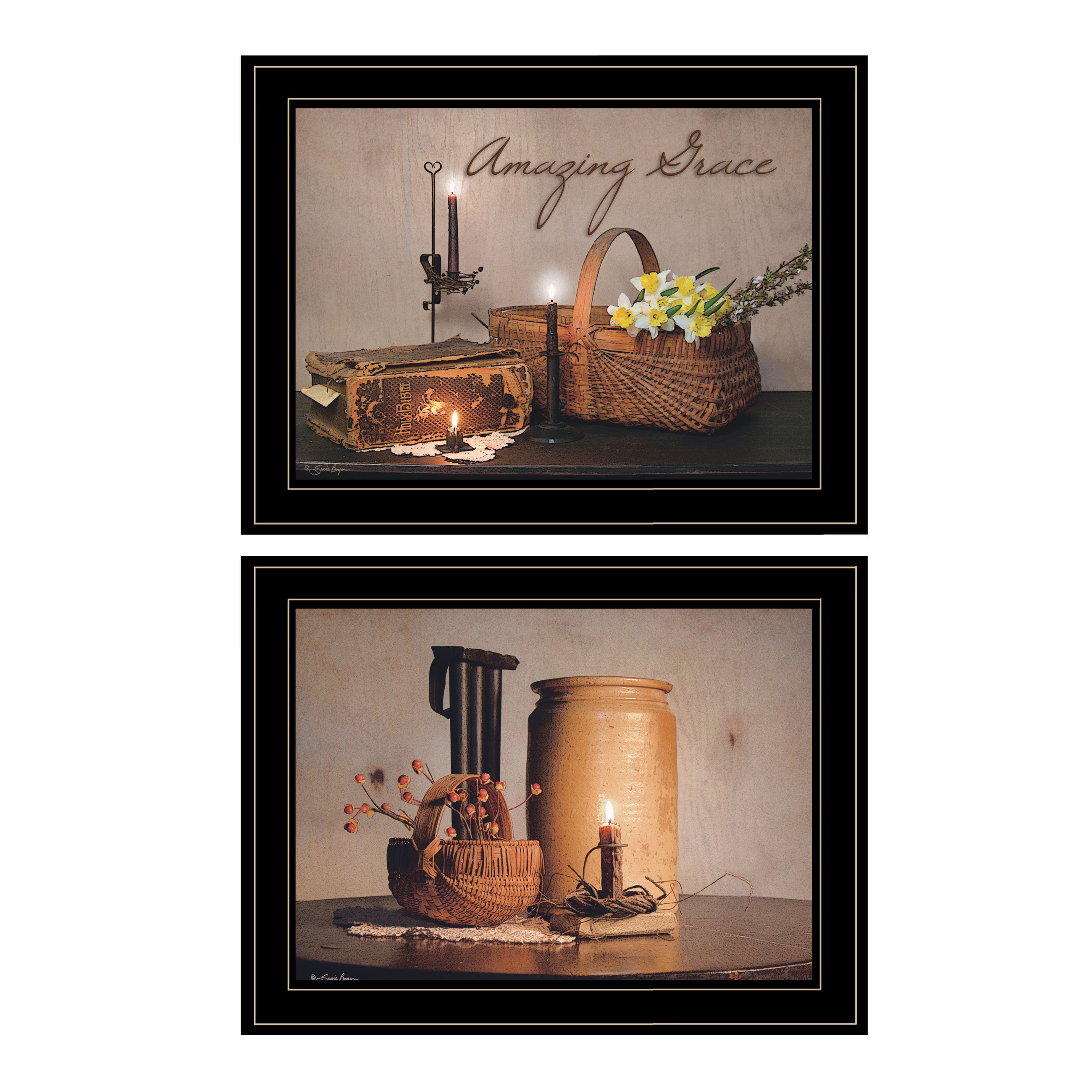 'Amazing Grace Collection' 2-Piece Vignette By Susie Boyer, Ready to Hang Framed Print, Black Frame