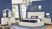 HAZEL Modern Style Queen 4PC Vanity Bedroom  Set with USB Ports & Made with Wood in Cream(CA INVENTORY)