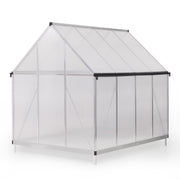 6x8 FT Polycarbonate Greenhouse, Outdoor Walk-in Green House with Vent Window, Hinged Door, Rain Gutter, Heavy-Duty Aluminum Hot House for Backyard Garden