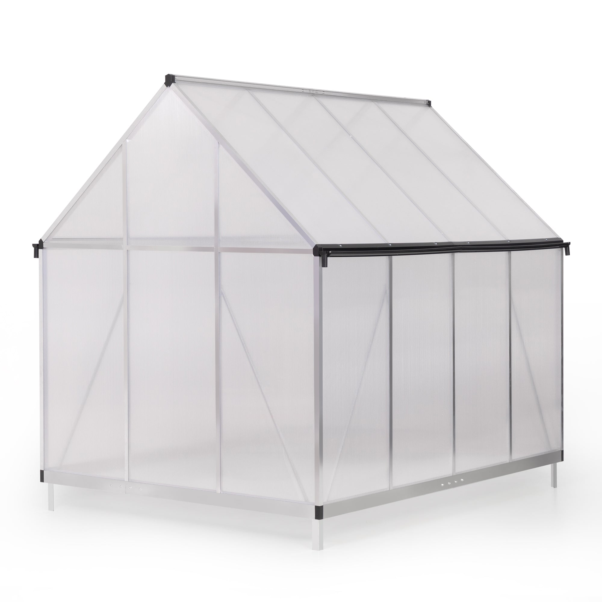 6x8 FT Polycarbonate Greenhouse, Outdoor Walk-in Green House with Vent Window, Hinged Door, Rain Gutter, Heavy-Duty Aluminum Hot House for Backyard Garden