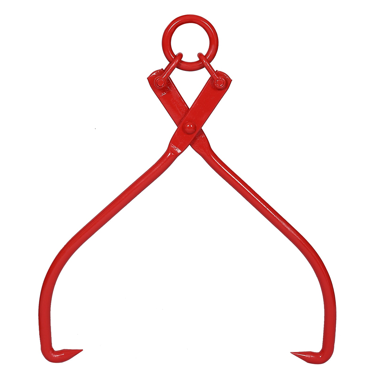 Red Carbon Steel Skidding Tongs with Ring for Secure Log Handling, 16-Inch Opening