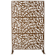 Outdoor & Indoor Metal Privacy Screen Freestanding Decorative Privacy Screen 76' H x 48' W, Privacy Fence Panels for Deck Balcony Patio Garden, Brown