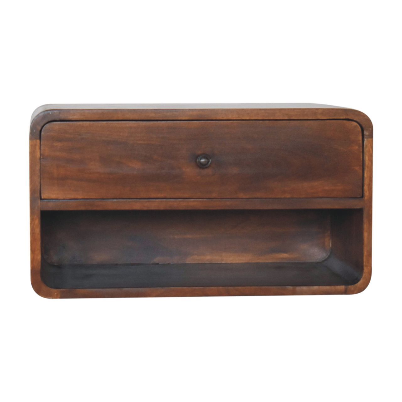 Solid Wood Large Chestnut Curve Floating Bedside