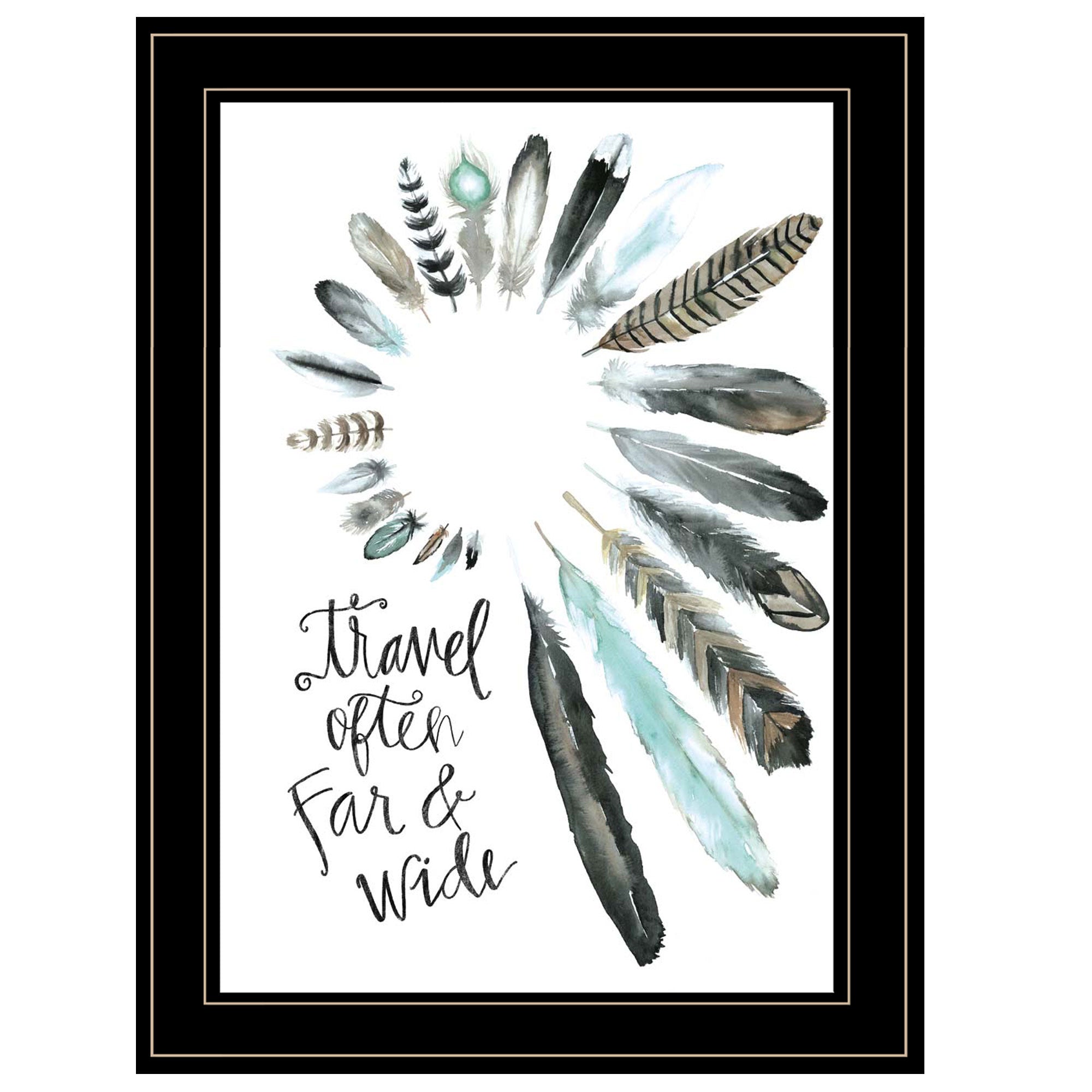 'Travel Often Far and Wide' by Masey St, Ready to Hang Framed Print, Black Frame