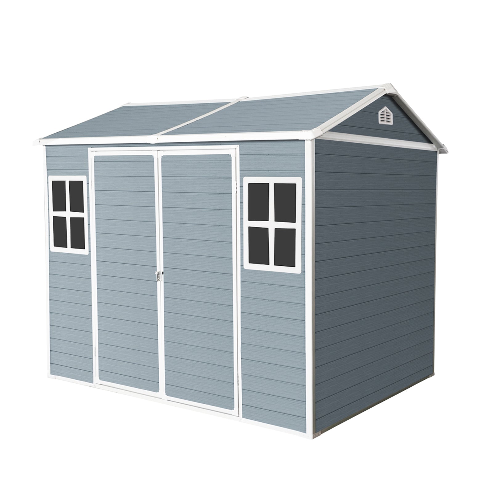 Resin Outdoor Storage Shed Waterproof with Floor & Windows in Gray, 8 x 6 ft, Durable Polypropylene