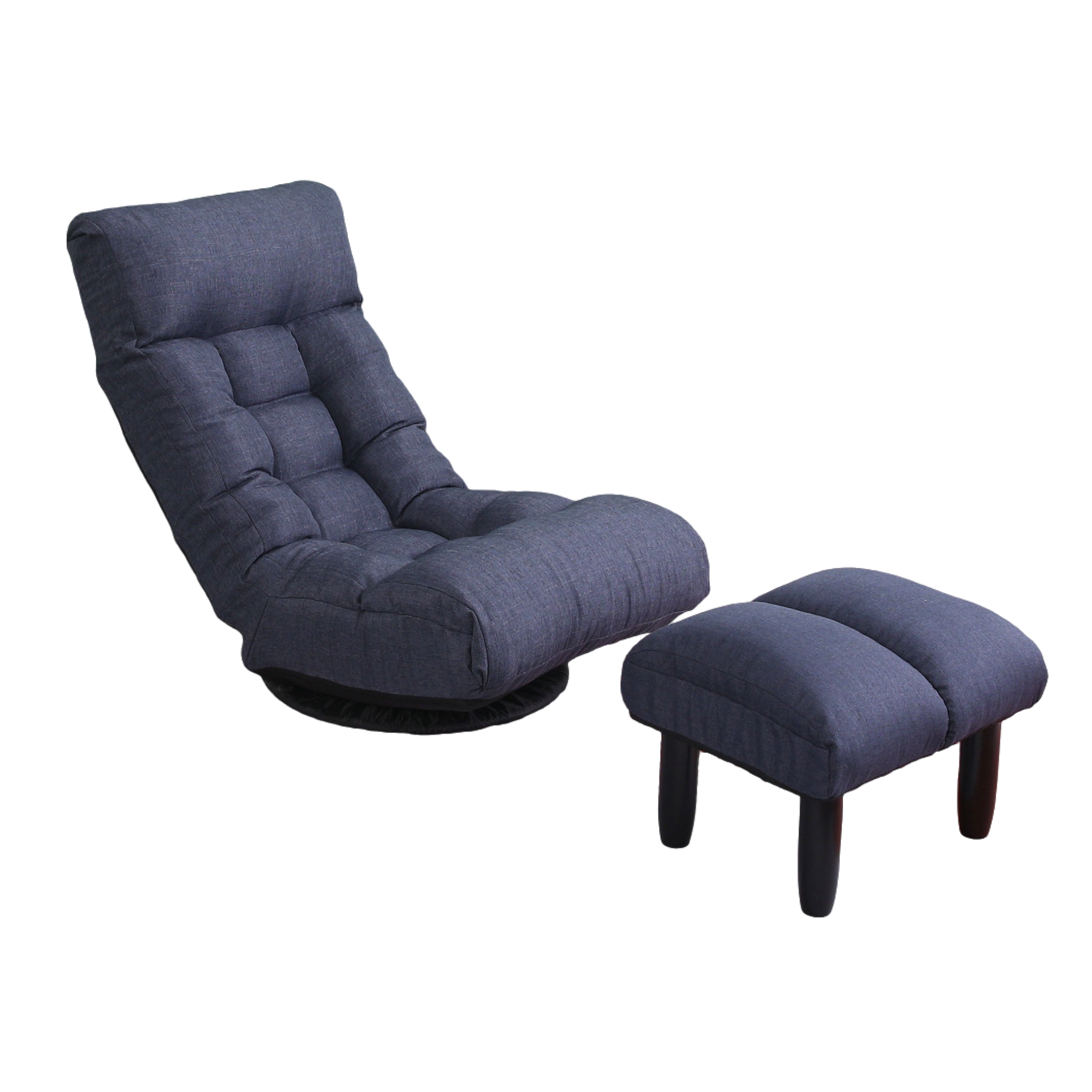 Navy Adjustable Japanese Reclining Floor Chair Sofa with Metal Frame for Living Room & Balcony