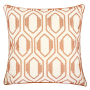 Geometric Embroidered Cotton Throw Pillow – Rust Modern Accent
