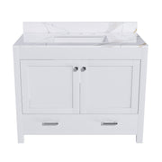 Modern Bathroom Vanity 43' with Karalakin Artificial Marble, Multi-functional Cabinet with Doors and Drawer, Solid Frame MDF Board