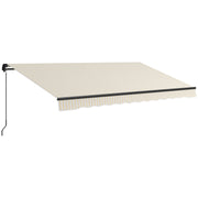Outsunny 13' x 10' Retractable Awning, Patio Awning Sunshade Shelter with Manual Crank Handle, 280gsm UV Resistant Fabric and Aluminum Frame for Deck, Balcony, Yard, Beige and White