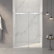 56-60'W x 72'H Frameless Sliding Shower Door,5/16' (8mm) Thick SGCC Tempered Clear Glass,Double Side Easy Clean Coat, Brushed Nickel Finished With Buffer