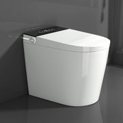 Compact Smart Toilet with Bidet Seat Built-in, Modern Tankless Design with 23.25' Depth, Auto Open Auto Flush, Heated Seat, Instant Warm Air Dryer for Small Bathrooms, White with Black Panel