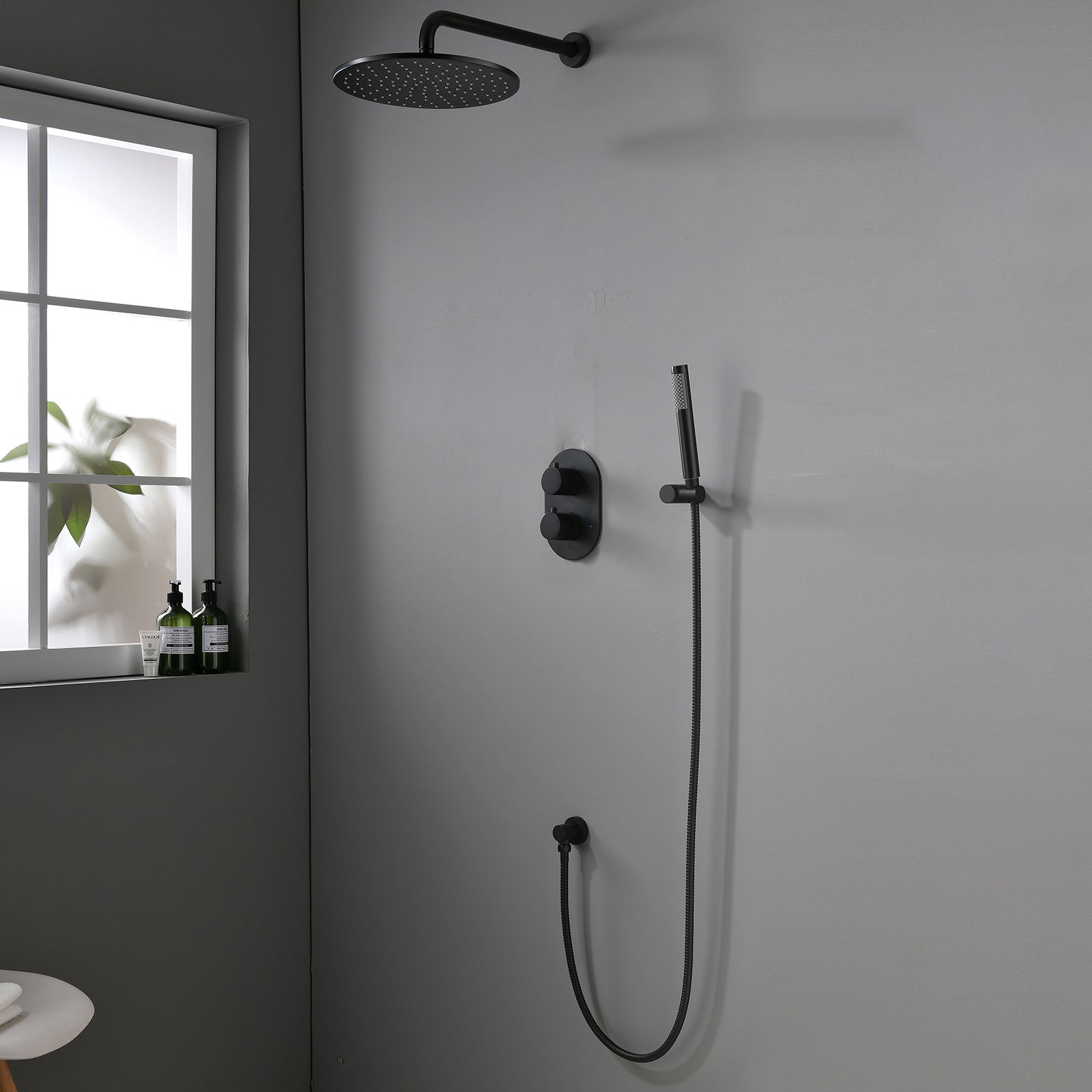 Rainfall & Handheld Spray, In-Wall Installation, Anti-Corrosion Brass Body&304 Stainless Steel, Modern Bathroom Fixture(Matte Black)