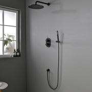 Rainfall & Handheld Spray, In-Wall Installation, Anti-Corrosion Brass Body&304 Stainless Steel, Modern Bathroom Fixture(Matte Black)