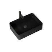 20'' Bathroom Sink, Rectangular Striped Vessel Ceramic Basin without Faucet, NO Cabinet, Black