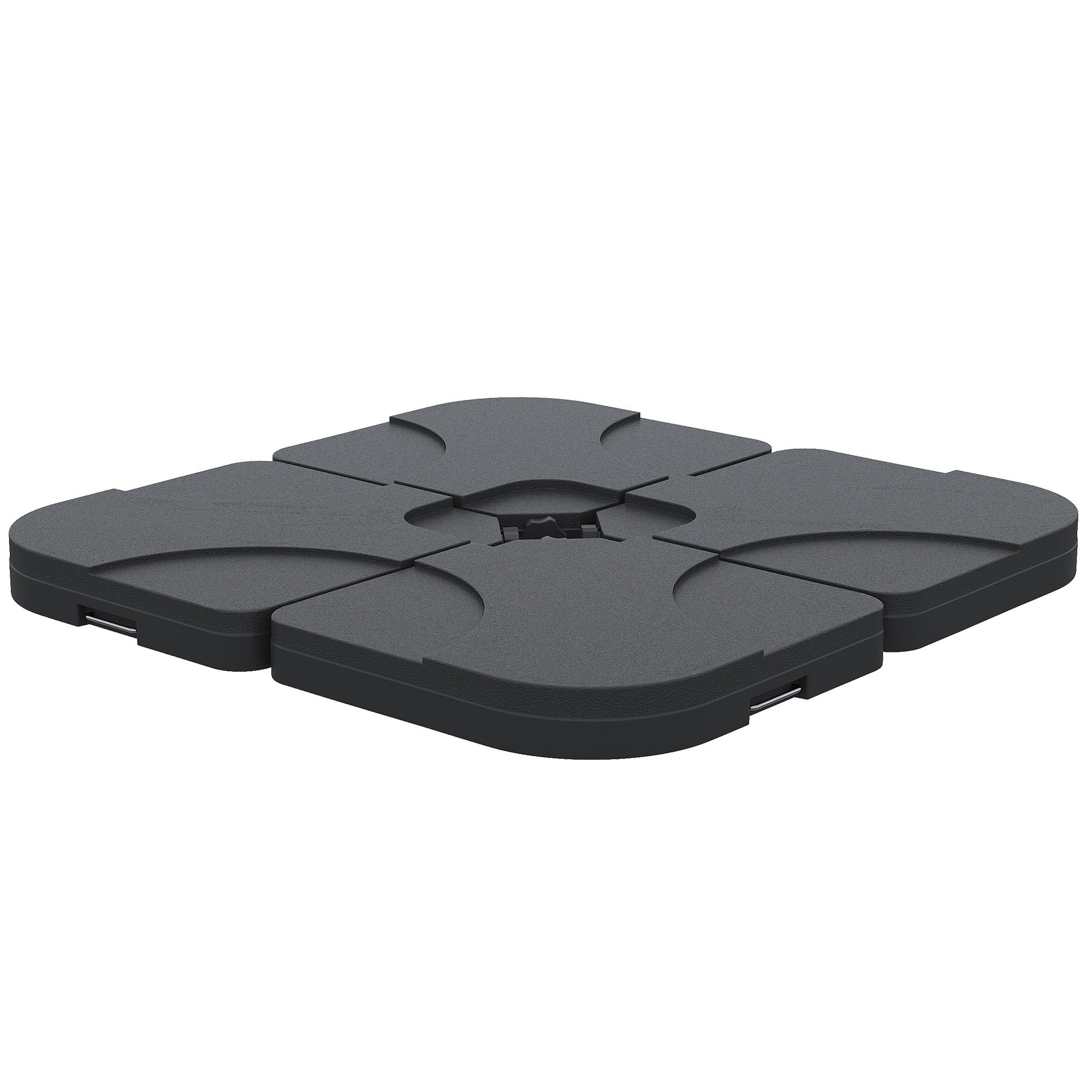 Outsunny 4 Pieces Cantilever Patio Umbrella Base Stand, Outdoor Offset Umbrella Weight Plates, 158 lb Capacity Sand or 60 Liter Capacity Water, Black