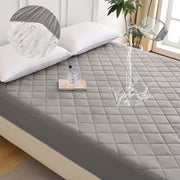 Diamond Grid Ultrasonic Waterproof Mattress Protector Gray Size T