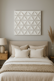 White Square Shape Handcrafted MDF Wall Decor – 16'x16' Elegant Home Accent