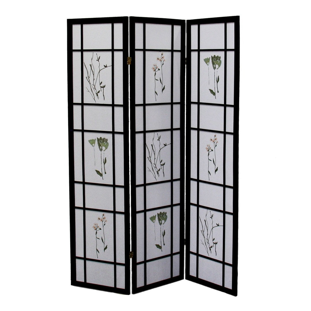 70' Tall 3-Panel Screen / Room Divider 'Shoji', Black