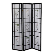 70' Tall 3-Panel Screen / Room Divider 'Shoji', Black