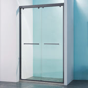 44-48'W x 75'H Double Sliding Shower Door, Aluminium Alloy Frame in Matte Black, 5/16' (8mm) Thick SGCC Tempered Clear Glass.