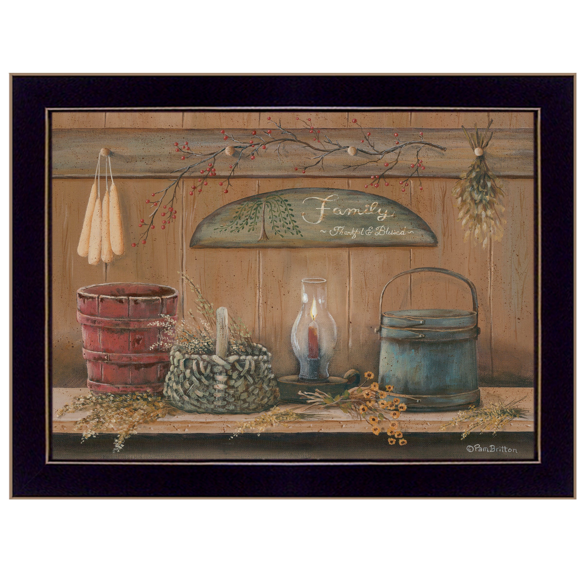'Treasures on the Shelf I' By Pam Britton, Ready to Hang Framed Print, Black Frame