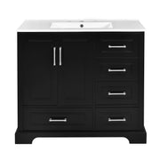 Traditional 36' Bathroom Vanity with Ceramic Sink and Black Cabinet with Soft Close Doors and Drawers