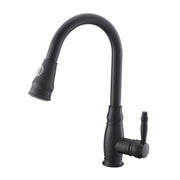 Commercial Black Kitchen Faucet with Pull out Sprayer, Single Handle Single Lever Kitchen Sink Faucet
