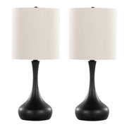 Genie 24' Contemporary Metal Table Lamp in Matte Black Metal with Oatmeal Linen Shade from Grandview Gallery by LumiSource - Set of 2