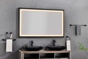 72 x 48 Inch LED Bathroom Mirror with Aluminum Frame, Wall Mounted Vanity Mirror, Anti-Fog, Memory, 3 Colors, Stepless Dimmable
