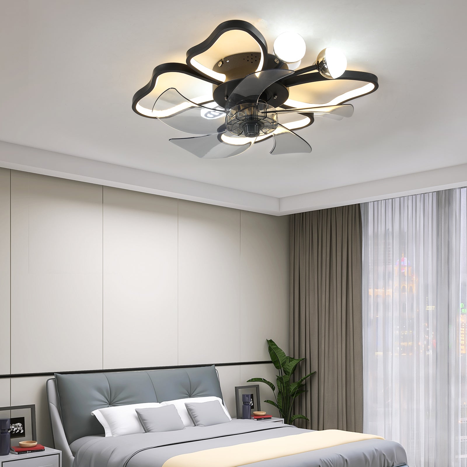 19.7 Inch Light Ceiling Fan with Lights Remote Control with Modern Butterfly Design Styling, Black, Fan for Bedroom, Living Room, Timing Function, Noiseless, Children's Favorite