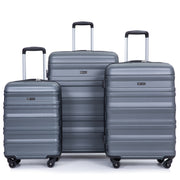Expandable 3 Piece Luggage Sets PC Lightweight & Durable Suitcase with Spinner Wheels, TSA Lock, Gray