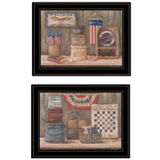 'Sweet Land of Liberty Collection' 2-Piece Vignette By Pam Britton, Ready to Hang Framed Print, Black Frame