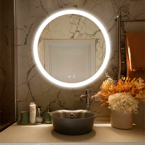 24inch Bathroom Led Classy Vanity Mirror with High Lumen,Dimmable Touch,Wall Switch Control, Anti-Fog ,CRI 95 Adjustable 3000K-4500K-6000K ,IP54 Waterproof Energy saving