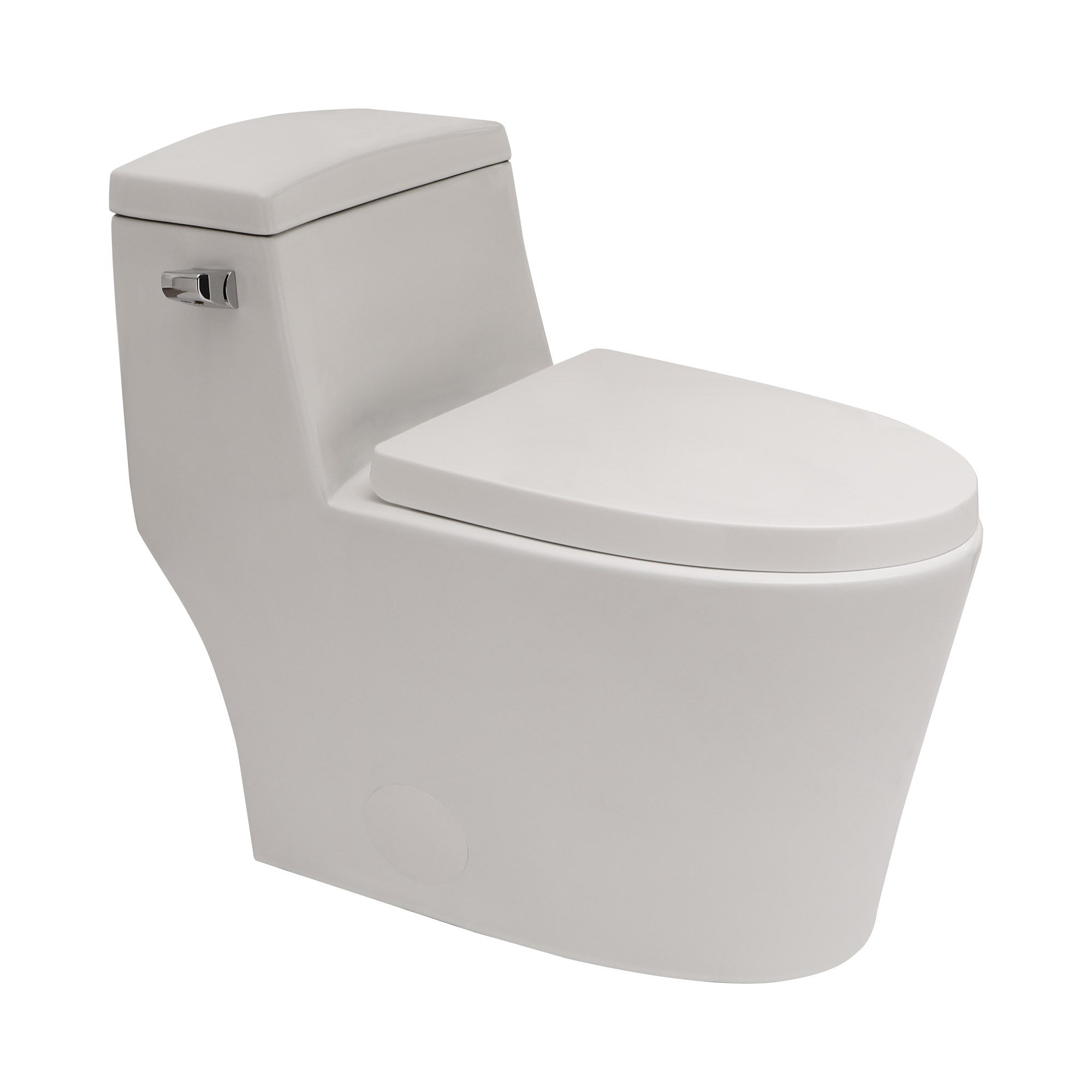 Modern Ceramic One Piece Toilet with Soft Closing Seat, White, 28.62-Inch