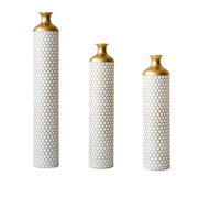 3-piece set gorgeous home decoration large glazed metal vase --Floor metal vase modern style decoration home droplet shaped white metal