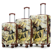 20'/24'/28' 3 pcs/set in PC Spinner Wheel Luggage, Carry on Suitcase, With Printed pattern and Combination Lock (City Stamps)