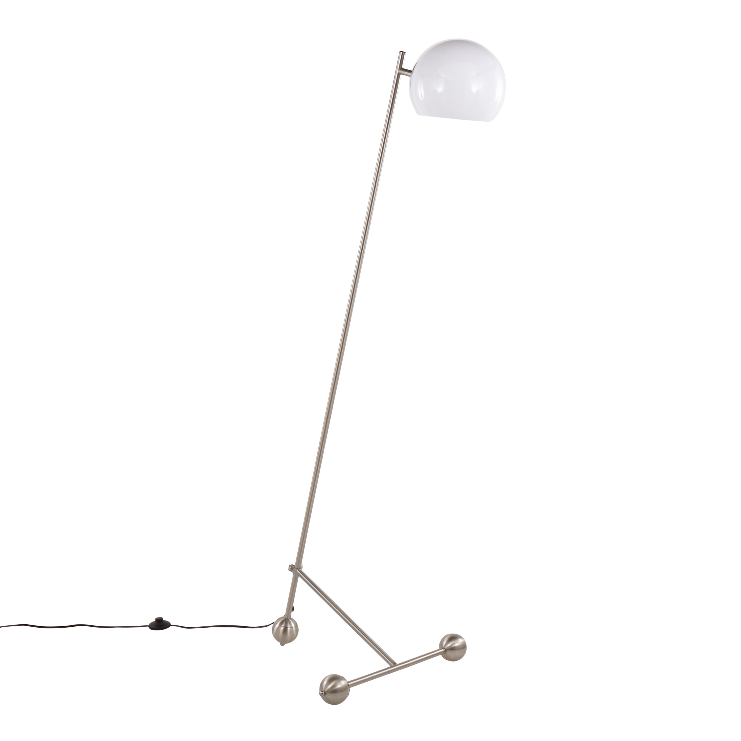 Eileen Contemporary Floor Lamp in Brushed Nickel with White Plastic Shade by LumiSource