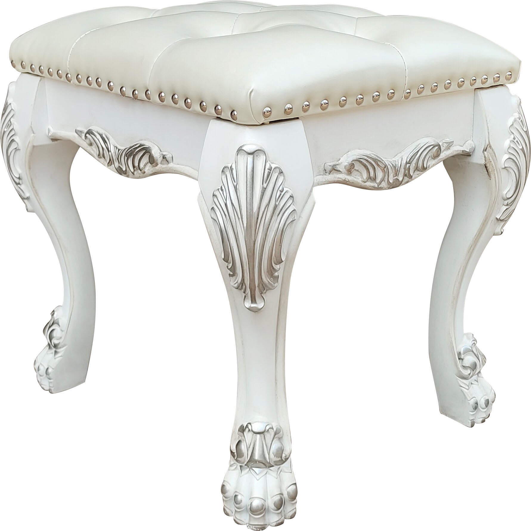 Dresden II Bone White Finish Vanity Stool