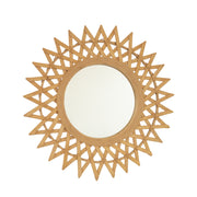 24'' Solana Mirror, Wall-mounted Bamboo Artistry Circle Mirror with Hemp, Irregular Shape, Suitable for Bathroom, Bedroom, Living Room, Entryway, etc.