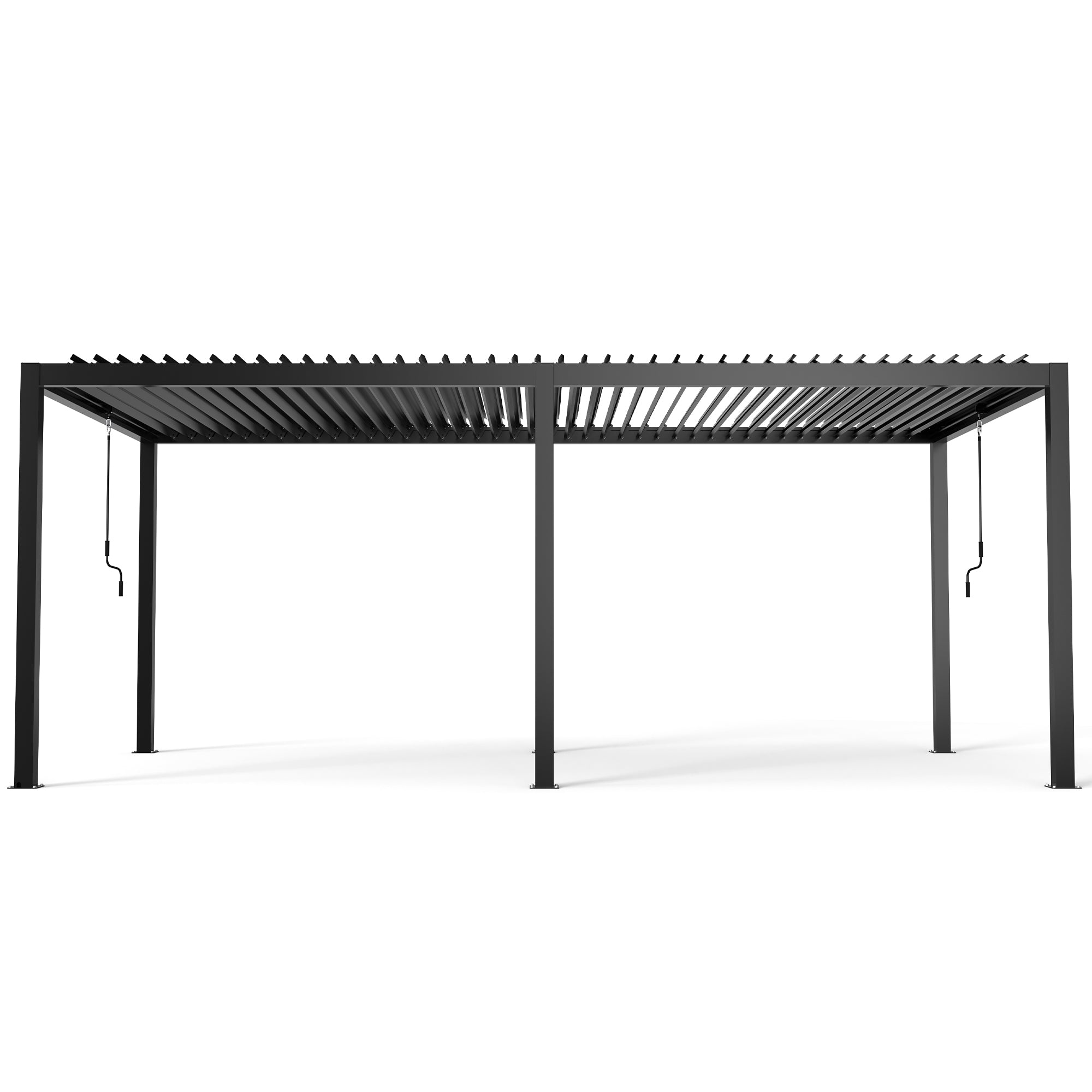 8640E Louver Pergola 10x19FT Aluminum Frame & Steel Louvers Black Outdoor Structure