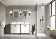 White Double Bath Vanity 60 in. W x 22 in. D, with White Quartz Top