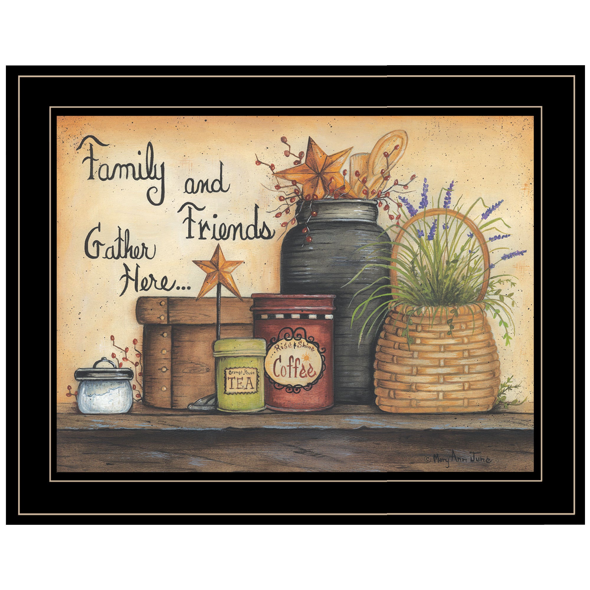 'Family and Friends' By Mary June, Ready to Hang Framed Print, Black Frame