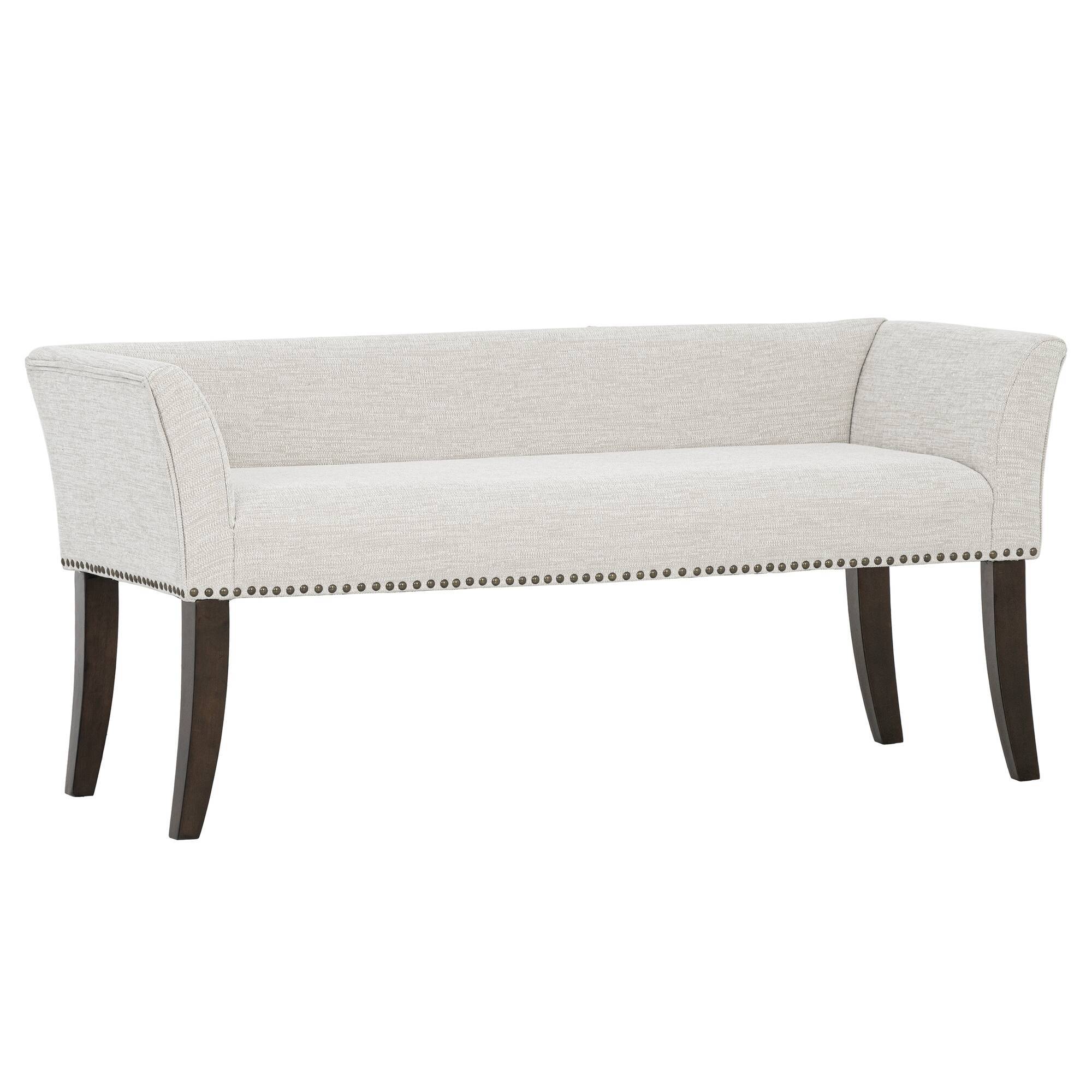 Welburn Upholstered Bench Cream Solid Wood Frame with Polyester-Linen Fabric