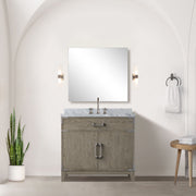 Grey Oak Single Bath Vanity 36 in. W x 22 in. D, with Carrara Marble Top