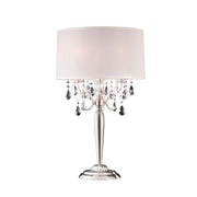 29.5' Tall Metal Table Lamp w/ Silver finish and Crystal Accents, Ivory Shade